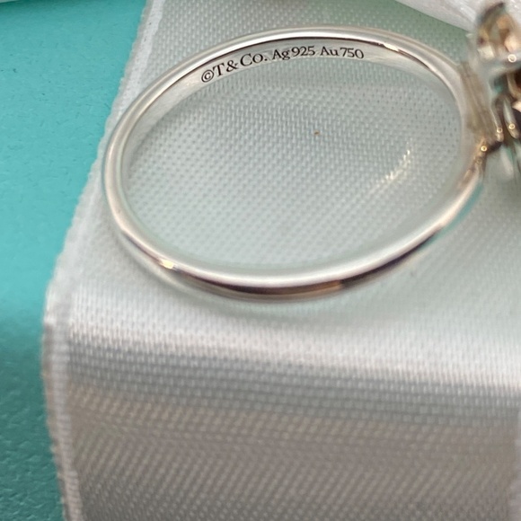 Return To Tiffany & Co. 925 Silver & 18K rose Gold LadyBug Ring Sz6 - Picture 5 of 5